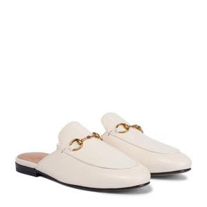 GUCCI White Princetown Leather Slippers Flats Size EU:36